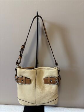 Coach Beige and Brown Leather Shoulder Bag